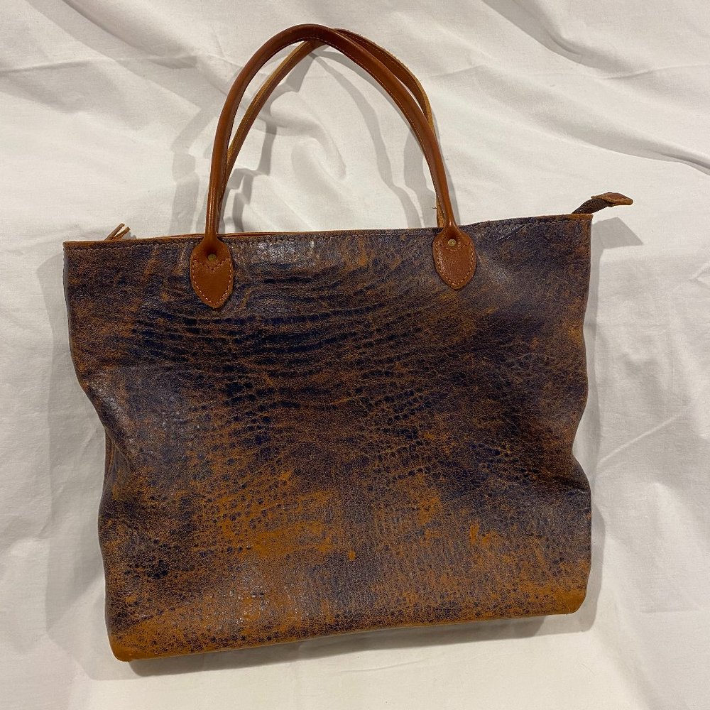 Distressed Blue Leather Tote